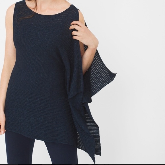 NWT WHBM Asymmetric Drape Sleeve Shimmer Sweater - Picture 3 of 7